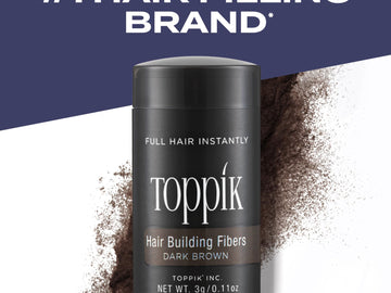 Toppik Hair Building Fibers, Dark Brown, 12g Fill In Fine or Thinning Hair, Instantly Thicker, Fuller Looking, 9 Shades for Men & Women, Keratin Protein Formula